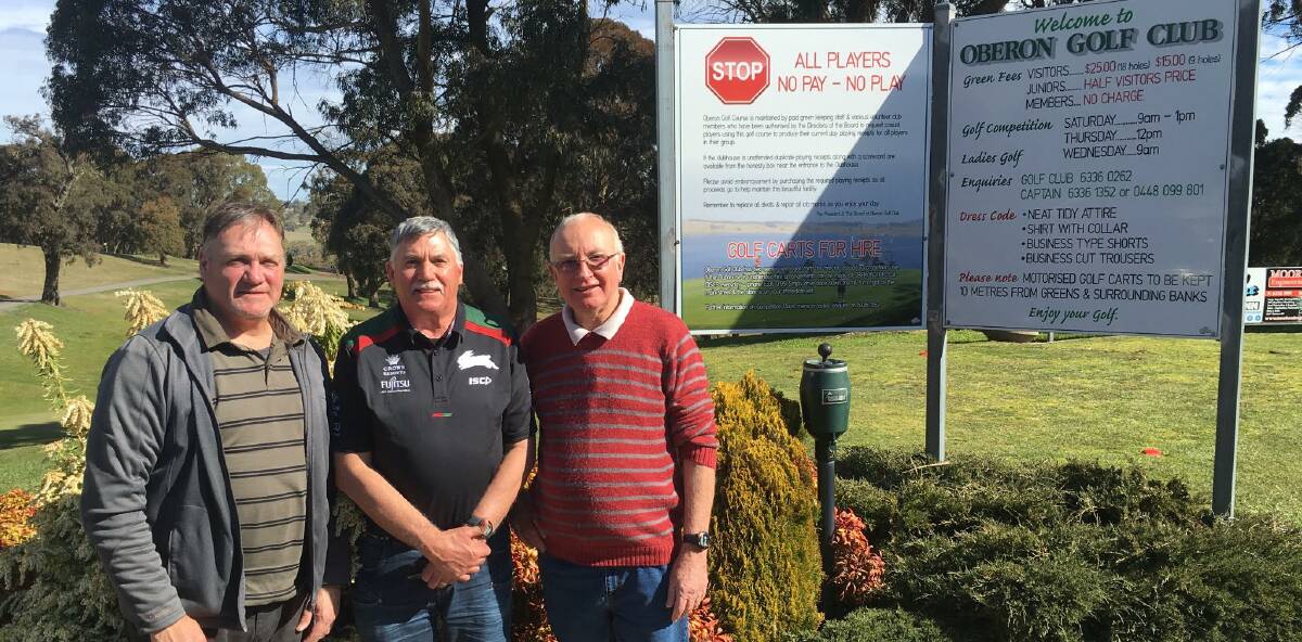 Men's Golf: Alan Cairney, Dave Evans and Bruce Amery. Oberon was host to the Central West and Blue Mountains Veterans.