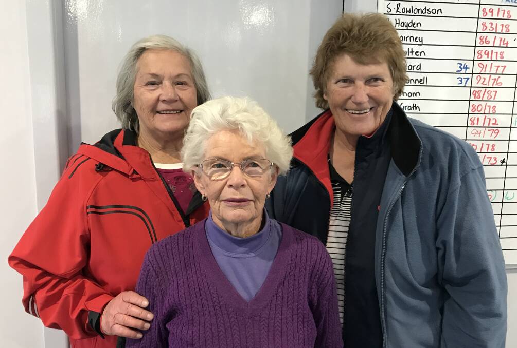 SUCCESS: Monthly Medal winner Barbara Coleman with second-placed Robyn Slattery and third-placed Helen Toohill.