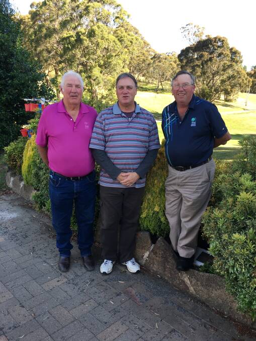 WELL DONE: Saturday's putting winners Kevin McGrath and Eric Whalan with coach Alan Cairney.