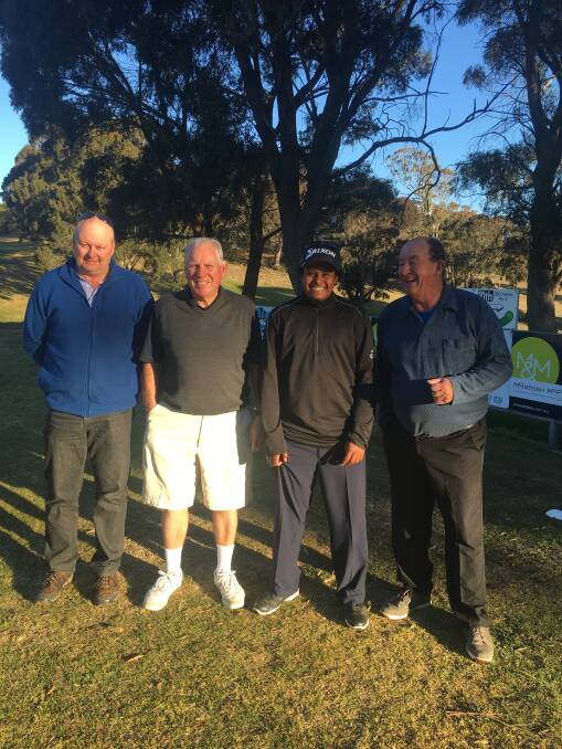 ON THE COURSE: Sunday golfers Tony McQuillon, Chas Richie and his father and Murray Paterson.