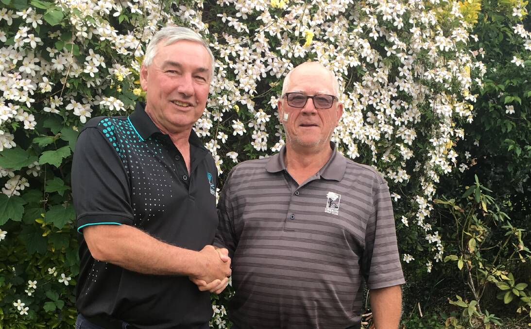CONGRATULATIONS: A Grade winner Adrian Poulten with B Grade winner John Critchton enjoyed good conditions during their rounds on Saturday.
