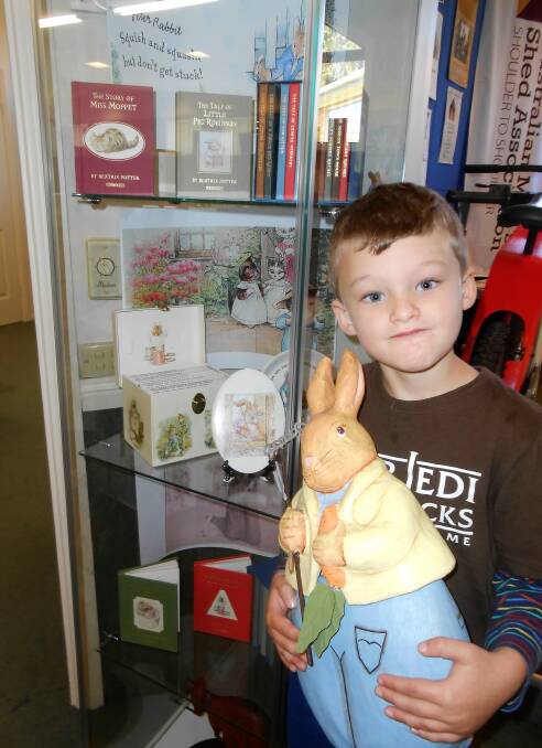 Peter Rabbit books display.