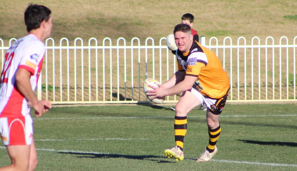 DRAW: Anton Wereta on the attack in Oberon's game against the Mudgee Dragons on Sunday. The Tigers will play Orange Hawks this weekend.