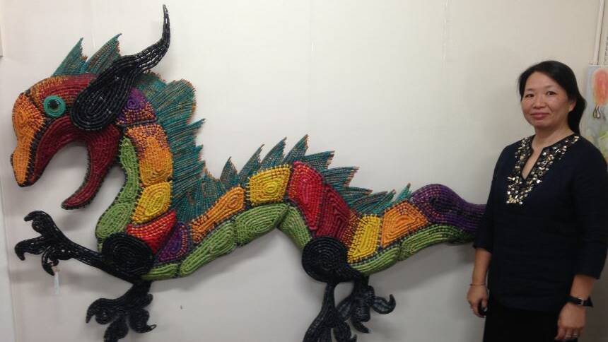 Lanny Mackenzie and "dragon", made with coil weaving technique, will be running a workshop in Oberon.