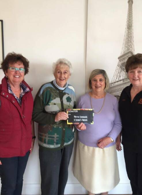THANKS: Oberon Community and Farmers' Markets committee member Meg Low with Oberon Hospital Auxiliary members Lurline Ralls, Annabelle Gilbert and Leanne Barlow.
