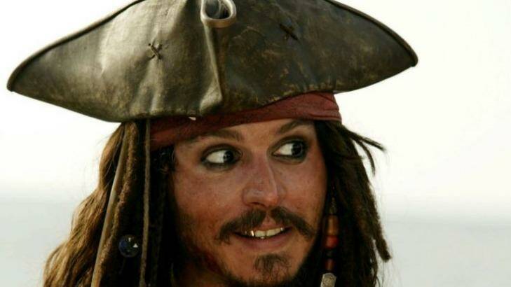 Johnny Depp as Captain Jack Sparrow in the <i>Pirates of the Caribbean</i> movies.