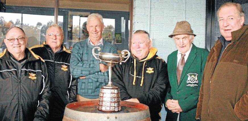 CLAYTON CLUB: John Brien, Gordon Rawlings, Jock Schrader, John Harvey, Laurie Evans and Peter McCurtayne who played in the winning team 50 years ago. Photo KIM BROWN.