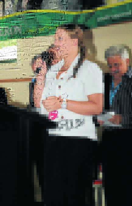 Australia Day 2013: Chloe Swannell singing the
national anthem PHOTO: Lyn Causer