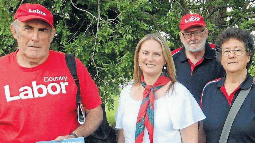 ON THE HUSTINGS: Labor party members Barry Sykes, Labor Party candidate Cassandra Coleman, Paul Haysom and Susan Gregory in Oberon last week.