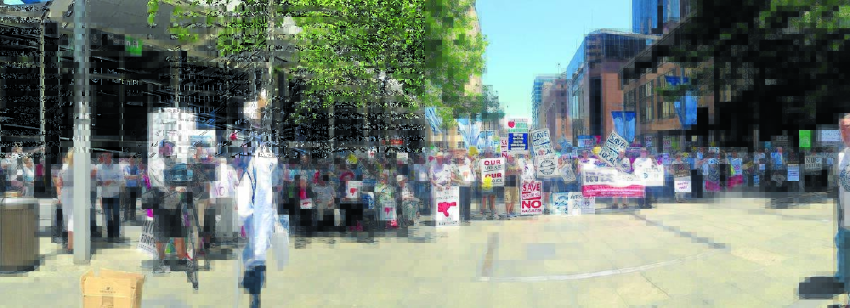 NO WAY: Oberon anti amalgamation members joined a large crowd in Martin Place in Sydney at a Save Local Democracy rally last Wednesday.