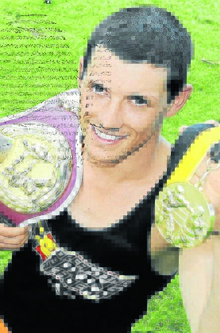HAVING A HIT: Former Oberon High student Mitchell Stevens won at the NSW Country Heavy Weight boxing titles at Cobar recently. 