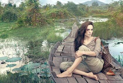 Casual ... Angelina Jolie dresses down for Louis Vuitton's 'Core Values' campaign.