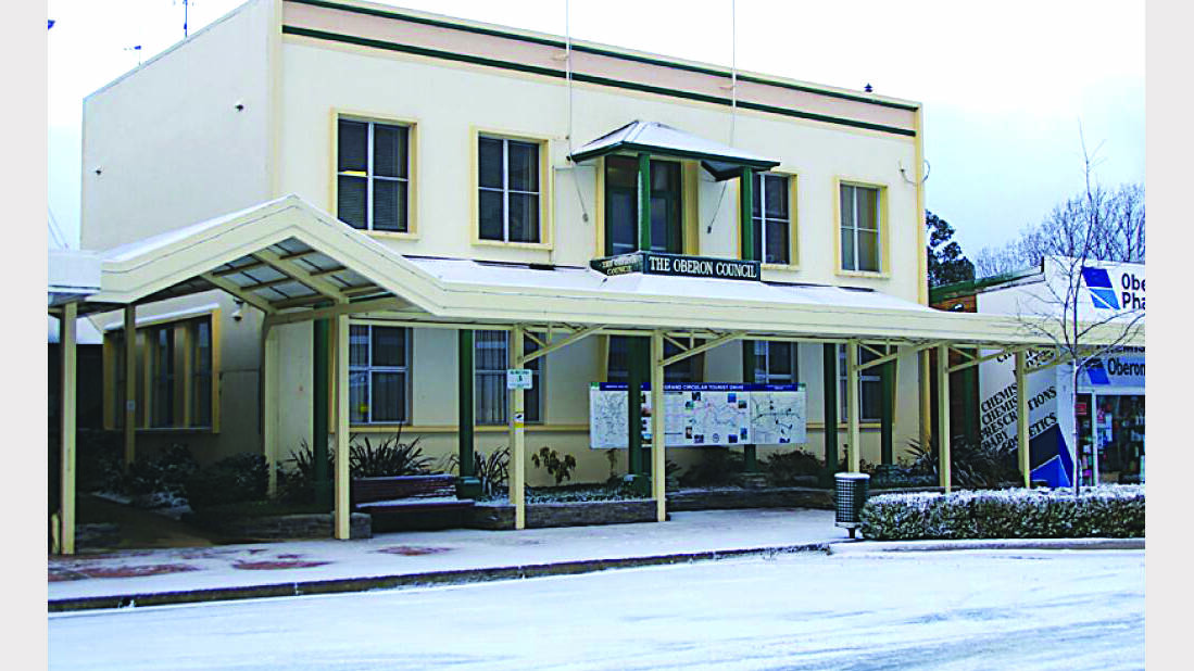 Oberon Council chambers covered in a layer of snow.