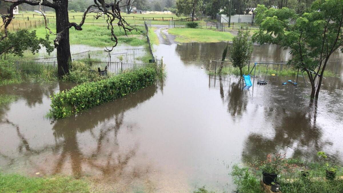Sahar Bashir's front yard covered with water on Thursday morning, March 3, 2022, as her family prepared for flooding. Picture: Supplied. 