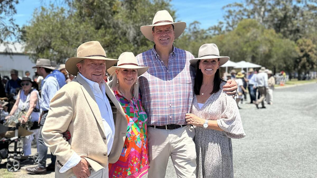 Dr Andrew Forrest (left) with the now former Akubra owners and siblings, Stacey McIntyre, Stephen Keir IV and Nikki McLeod. Picture by Sue Stephenson