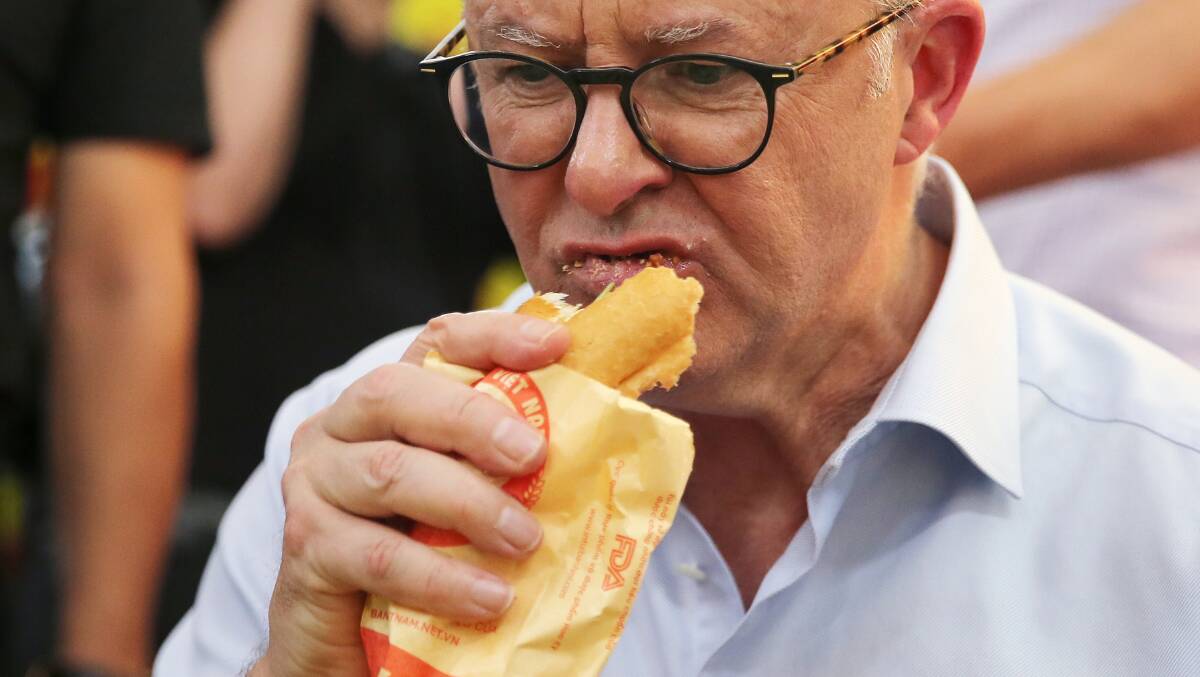 Australian Prime Minister Anthony Albanese eats Banh mi or Vietnamese bread, in Hanoi, Vietnam, 03 June 2023.Picure: EPA/LUONG THAI LINH Australian Prime Minister Anthony Albanese eats Banh mi or Vietnamese bread, in Hanoi, Vietnam, 03 June 2023.Picure: EPA/LUONG THAI LINH