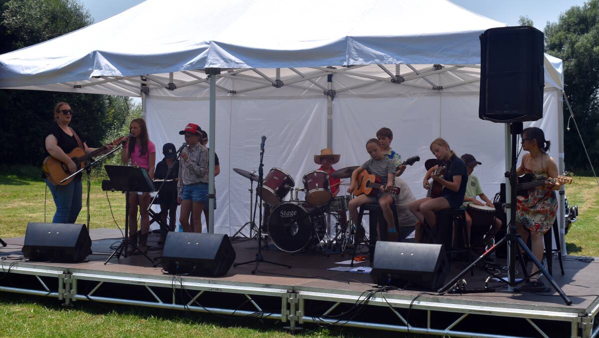 Helped along by Chloe Swannell and Lian Wong, the Occa Rockers rocked the stage. Photo Peter Bowditch