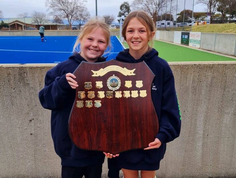 Maddy Cooper and Amelia Milton with the Kim Small Shield. Photo: Supplied