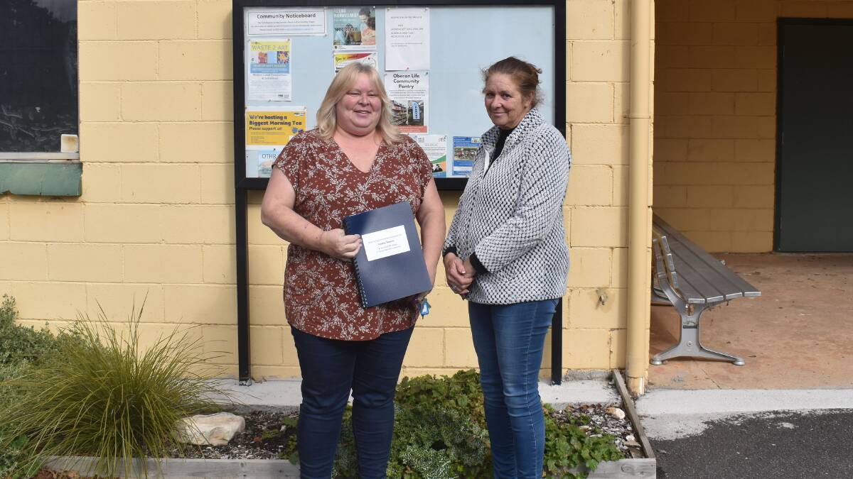 Michelle Swann, BSCA Secretary, and Oberon Councillor Helen Hayden outside the Black Springs Community Hall.