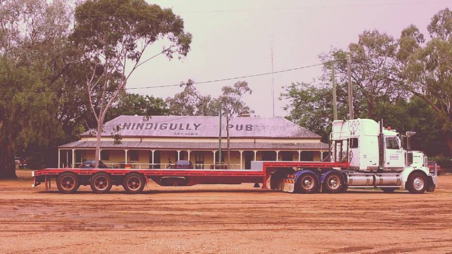 A truck parked in front of Nindigully Pub. Picture via Nindigully Pub