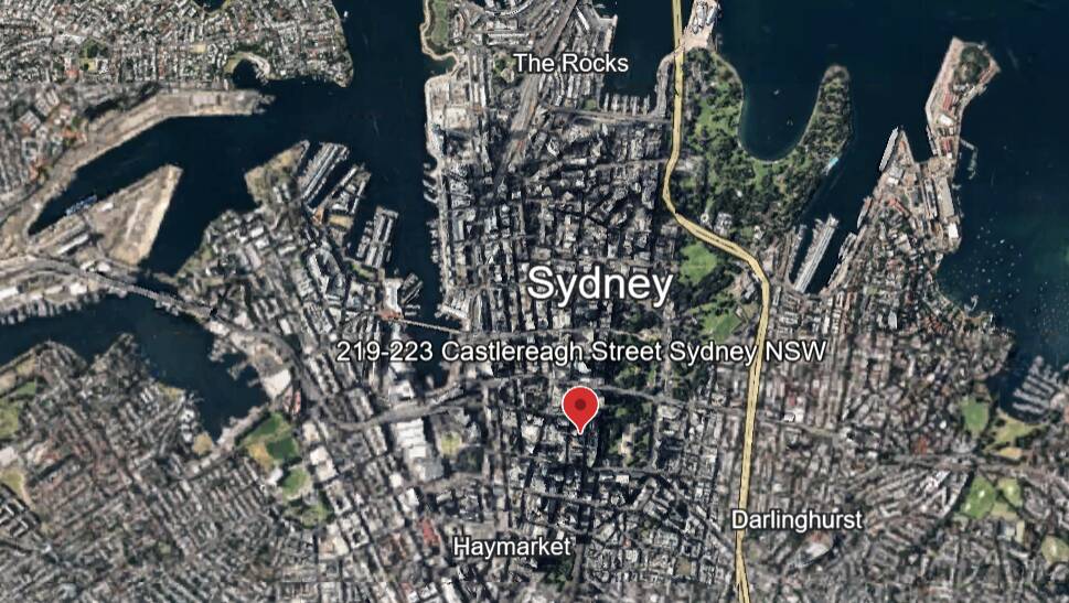 Police lock down Sydney block after shooting on Castlereagh Street. Picture Google Earth