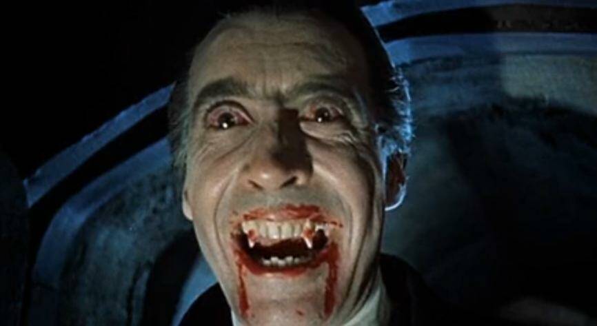 A screenshot from the trailer for Dracula (1958), a Hammer Horror production. Picture from Wikimedia Commons. 
