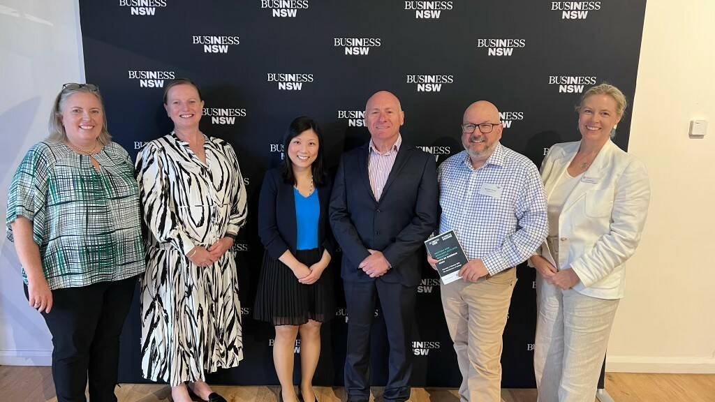 Vicki Seccombe from Business NSW, Jenny Taylor from Suncorp Bank, Dr Sherman Chan from Business NSW, Justin Enright from OBTA/Business NSW Western RAC , Matt Irvine from Business NSW Western RAC and Julia Sorby Andrews CSU at the event in Orange on Thursday, February 8. Picture supplied