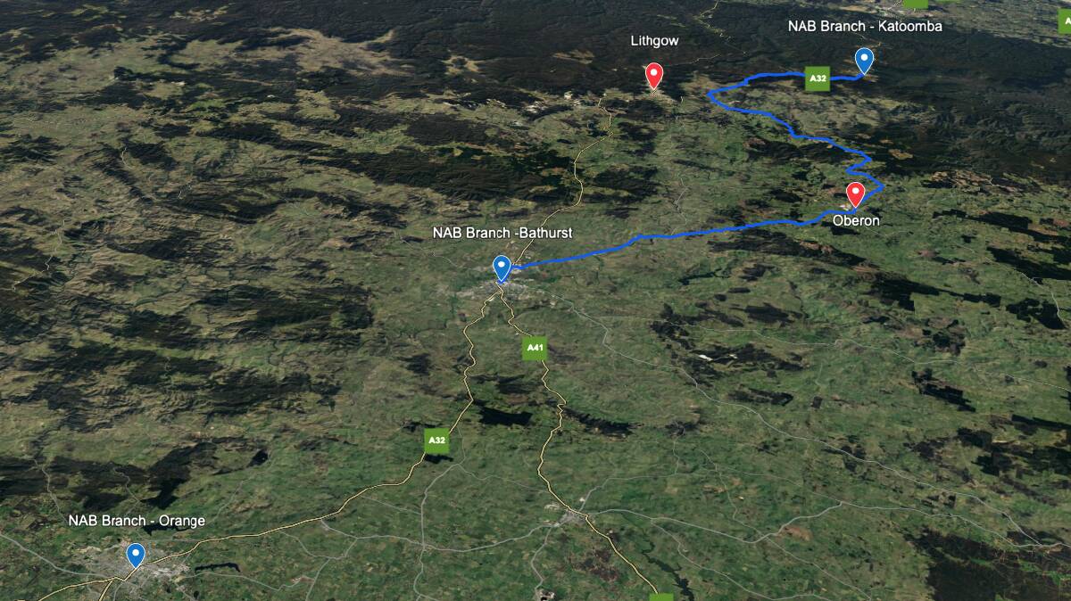 After April 23 Oberon's nearest NAB branches will be at Bathurst and Katoomba. Picture Google Earth