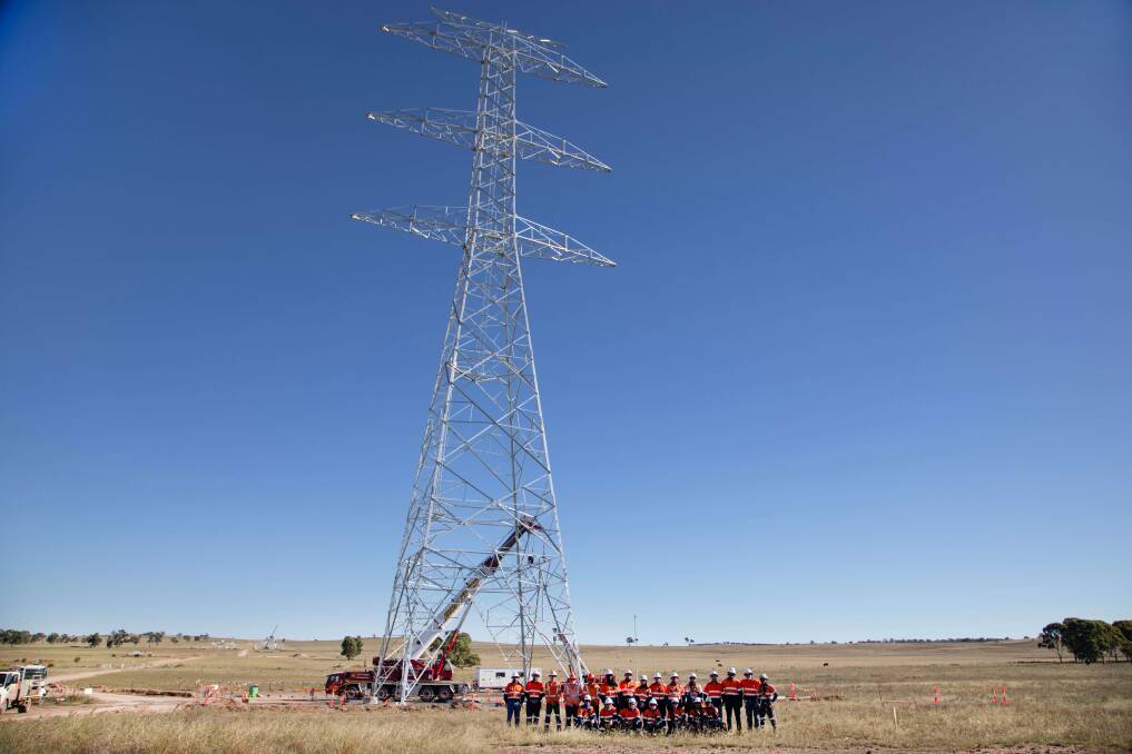 The first transmission tower of the Central West-Orana REZ was raised in April 2026. Picture supplied, EnergyCo. The first transmission tower of the Central West-Orana REZ was raised in April 2026. Picture supplied, EnergyCo.
