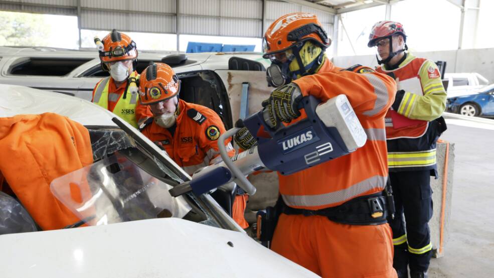 NSW SES in the road crash challenge. Picture supplied by SES Media
