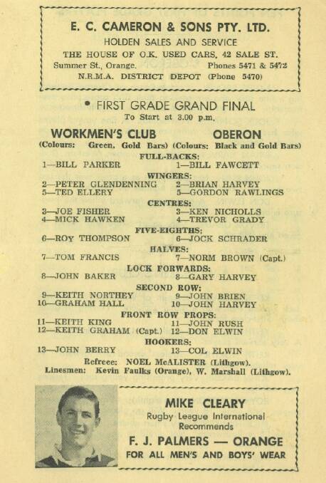 The 1965 Group 10 grand final line-up.