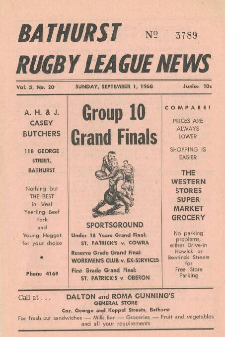 A match program from the 1968 Group 10 grand final. 