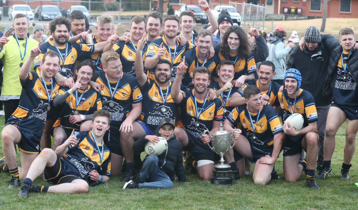 FOOTY: CSU Mungoes celebrate winning the 2019 Mid West Cup grand final. Photo: PHIL BLATCH