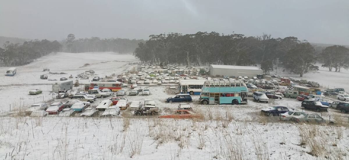 LET IT SNOW: Brian Hooper shared this photo of snow covering cars near Shooters Hill on Sunday. The temperature peaked at just five degrees on the day. 