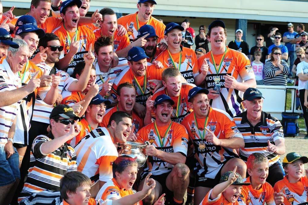 Lithgow celebrate the premiership victory. Photo: @lithgowwolves