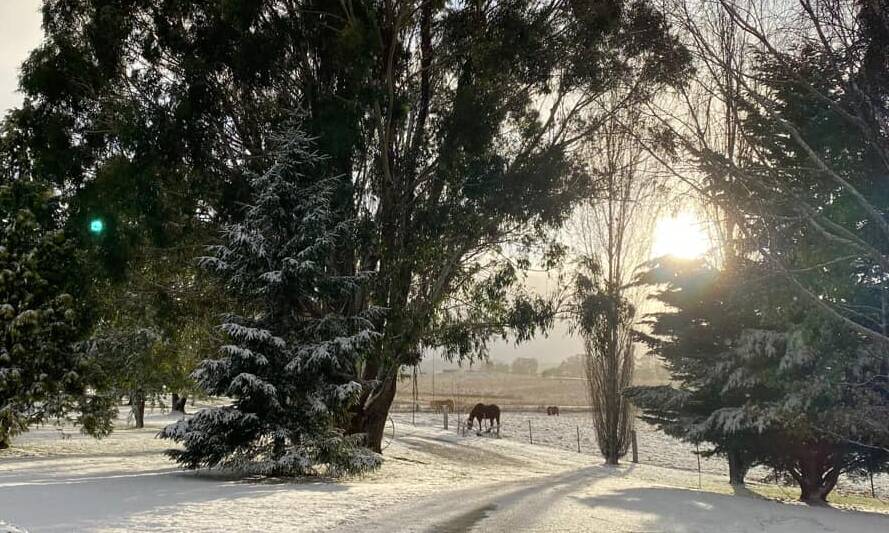 A beautiful photo of recent snowfall in Oberon. Picture: Gail Watson