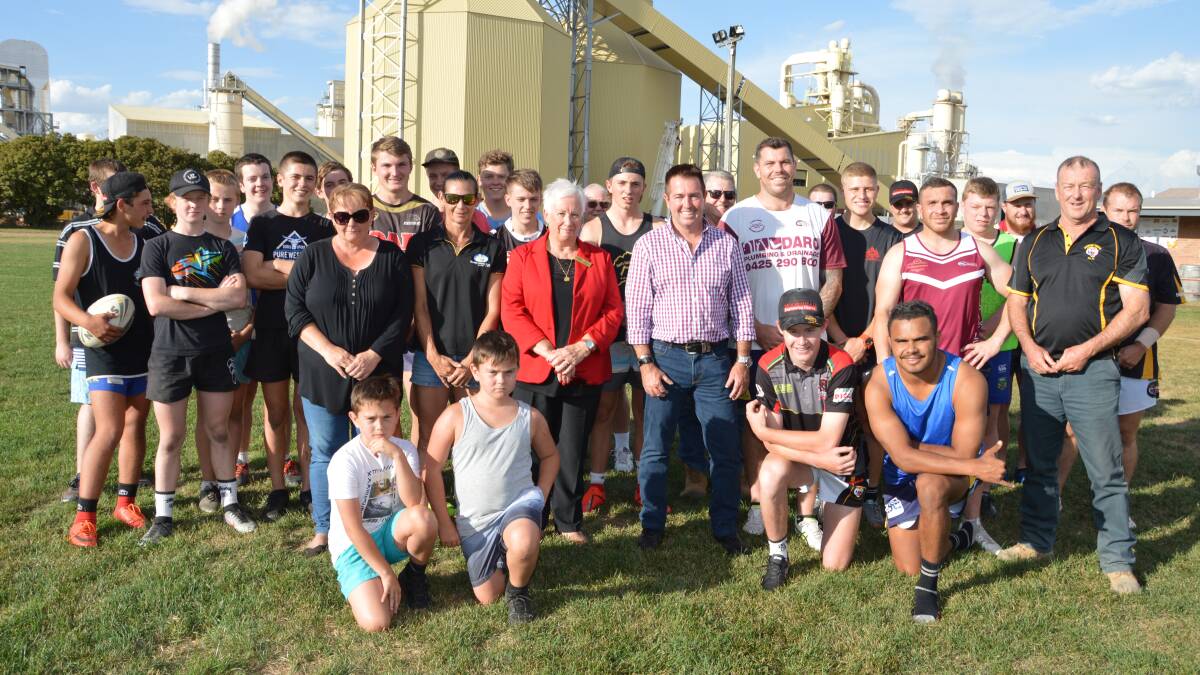 GRAND PLANS: Member for Bathurst Paul Toole with Oberon mayor Kathy Sajowitz and Oberon Tigers Senior Rugby League president Ian Christie-Johnston (far right) at the club’s training session on Tuesday evening.