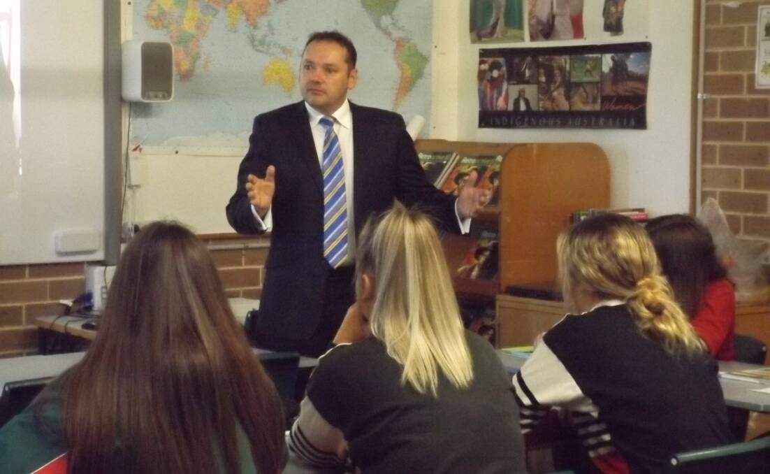 LEARNING: Commonwealth Bank’s Andrew Roberts talks to the Oberon High business studies class. Students are getting the opportunity to explore the corporate world.
