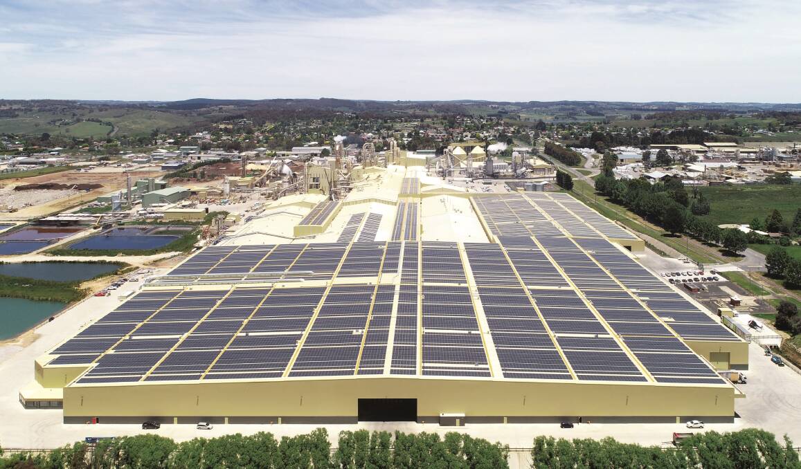HERE COMES THE SUN: The Borg-owned Australian Panel Products facility in Oberon has more than 27,000 panels.