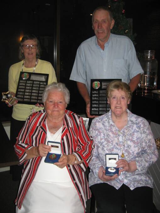 AWARDED: Oberon RSL Club indoor bowls award winners Kathryn Maloney and Kevin Whalan, Inge Braun and Lynette Maloney.