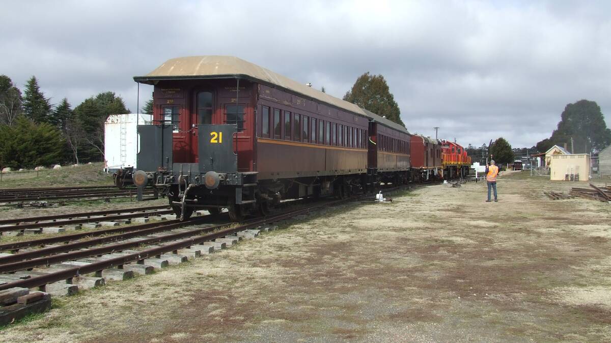 ON THE MOVE: Oberon Tarana Heritage Railway members recently moved the heritage 1897 End Platform Carriages to enable restoration work to continue.
