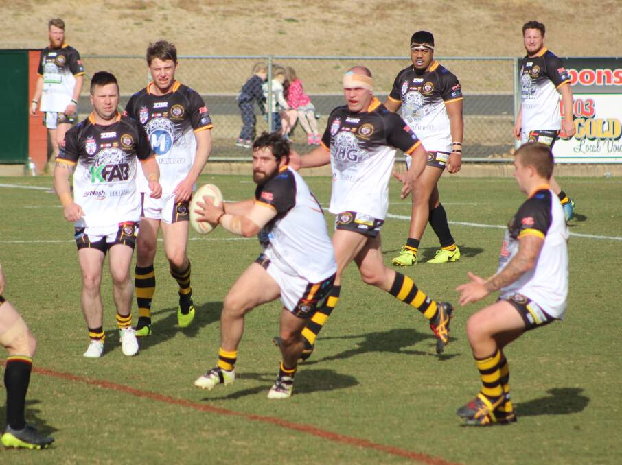 LOSS: Dave Sellers leads the Tigers pack in their loss on the weekend to Bathurst Panthers. Oberon will play ladder-leaders Orange Hawks this Sunday at Wade Park.