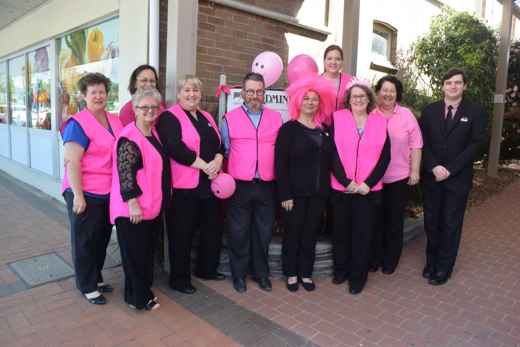 PINK PATCH: Oberon Council staff members Lynette Safranek,
Theresa Boyd, Tania Matthews, Sarah Culley, AJ Jack, Lisa Coleda,
Constanza Gaiser, Leanne Pointon, Sharon Swannell and Taidyn
Levanic get into the pink spirit.