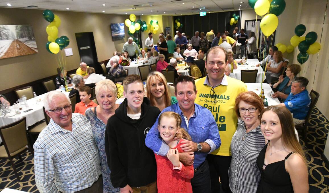 VICTORY BASH: Paul Toole celebrated his win with family, friends, staff and supporters on Saturday night. Photo: CHRIS SEABROOK