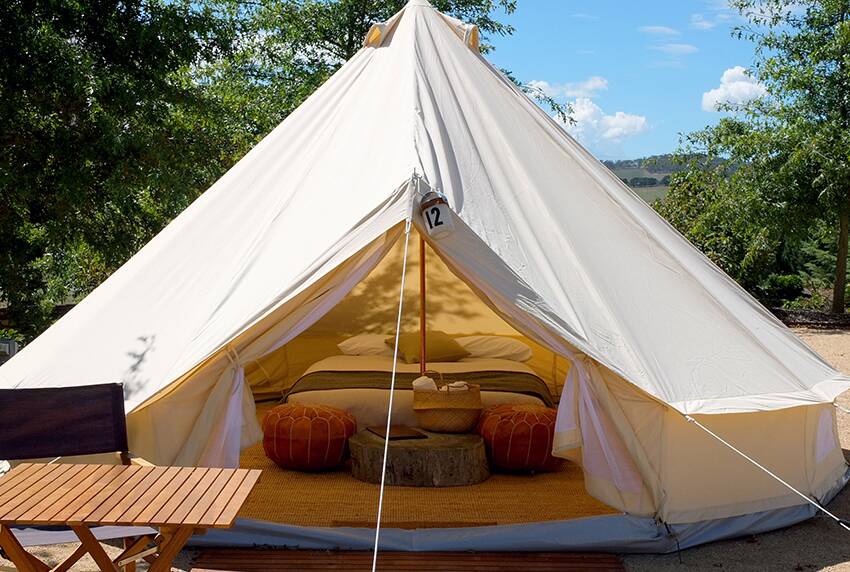 CAMPING OUT: Glamping will be available at Mayfield Garden from this Friday, September 25, but many dates have already booked out. Photo: MAYFIELD GARDEN
