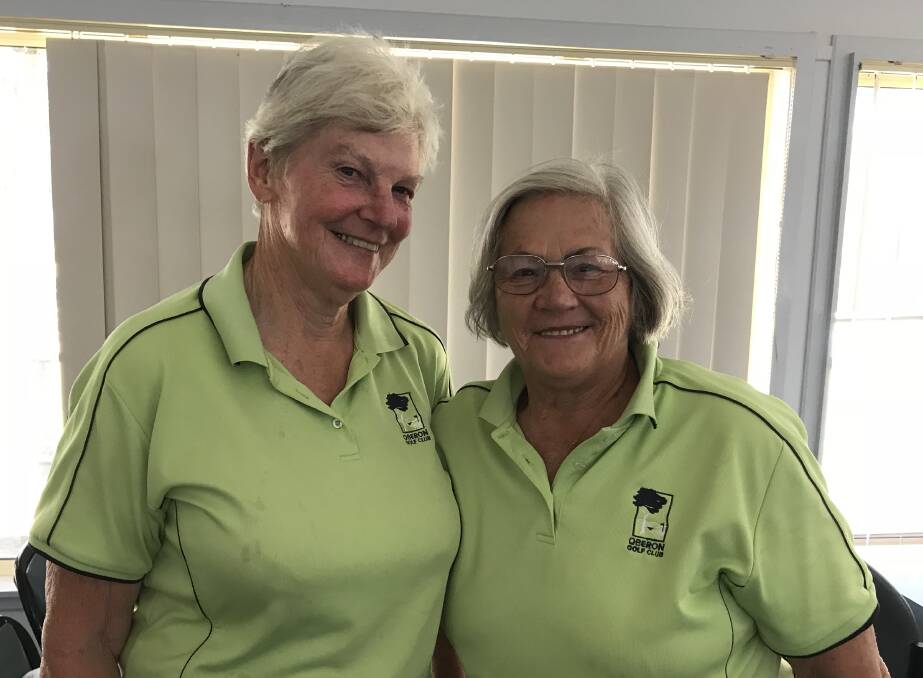 SMILES: Lyn Prowse, who scored an eagle on the third hole (in for two), and Barbara Coleman, winner of Division 2.
