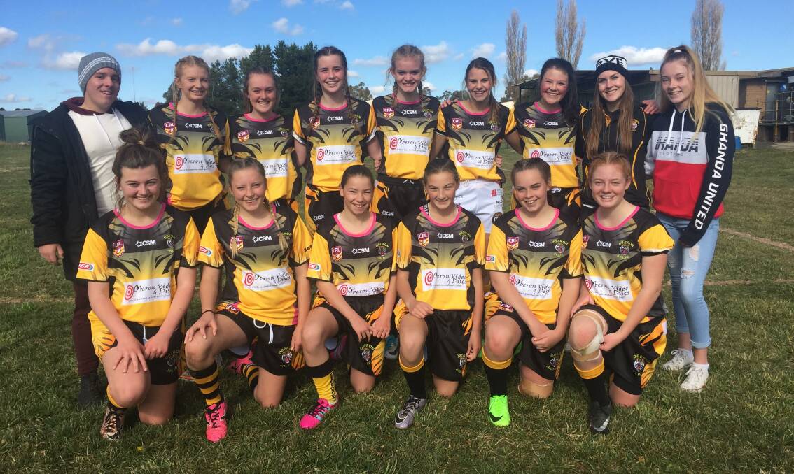 WINNERS: League tag under 16s Tigers (back row) trainer Ray Sargent, Alicia Maclure, Jade Taggart, Ella Brien, Taylah Hogan, Molly-Rose Stiff, Daisy Fittler, coach Vrinda Rodwell and Maddy Redman and (front) Steph Fisher, Katie Sutherland, Skye Ryan-Long, Jorgia McFawn, Maddie Drury and Shaya Sargent.
