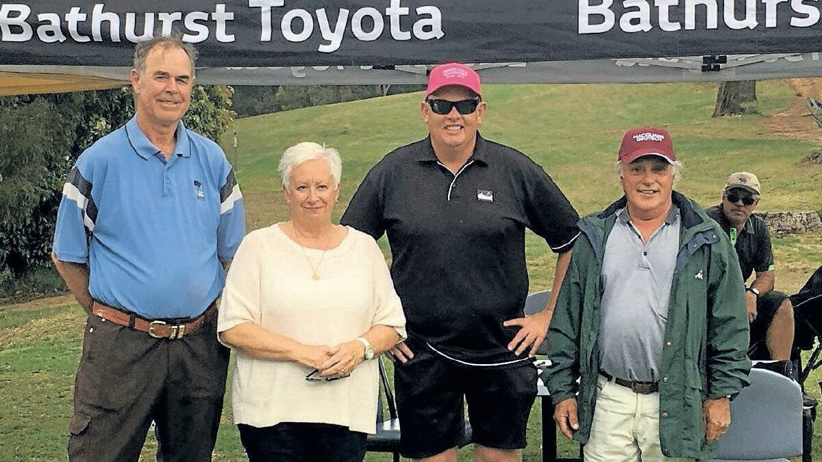 SUCCESS: Oberon Golf Club captain Barry Lang, mayor Kathy Sajowitz, Oberon Council general manager Gary Wallace and Brian Beesley at the 2017 council golf day.