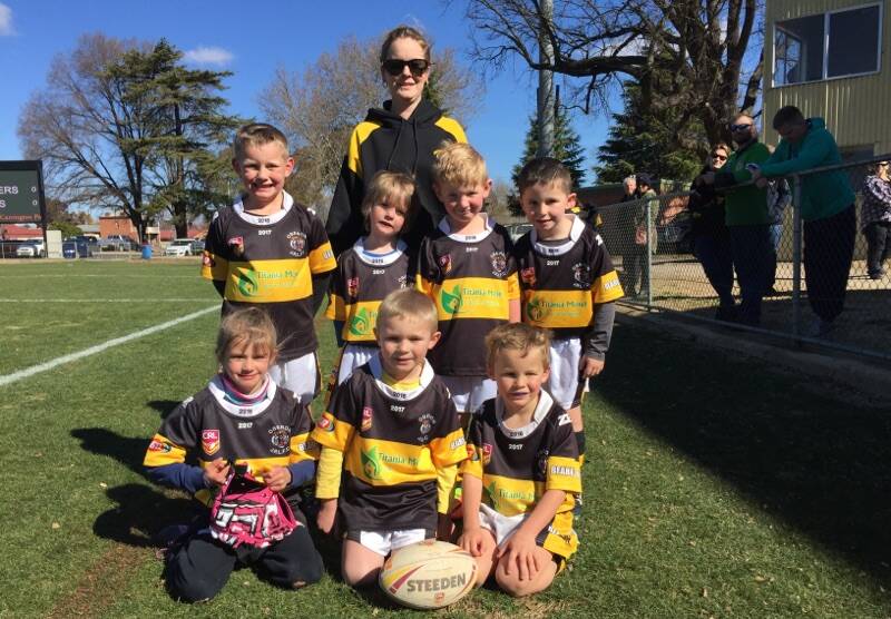 TALENT: The Tigers under 6s: Shania, Charlie and Zac and (back) Levi, Matty, Cooper and Justin with coach Danielle Porter. Missing is Jarryd.