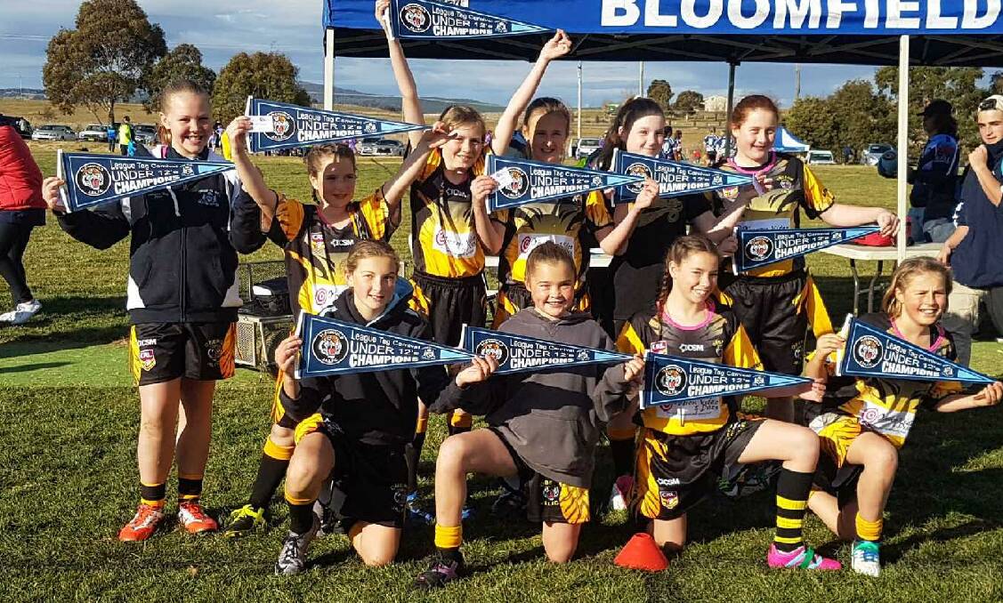 CHAMPIONS: The Oberon Tigers tag under 12 girls won the under 12s champions title at the recent Bloomfield League Tag Gala Day.